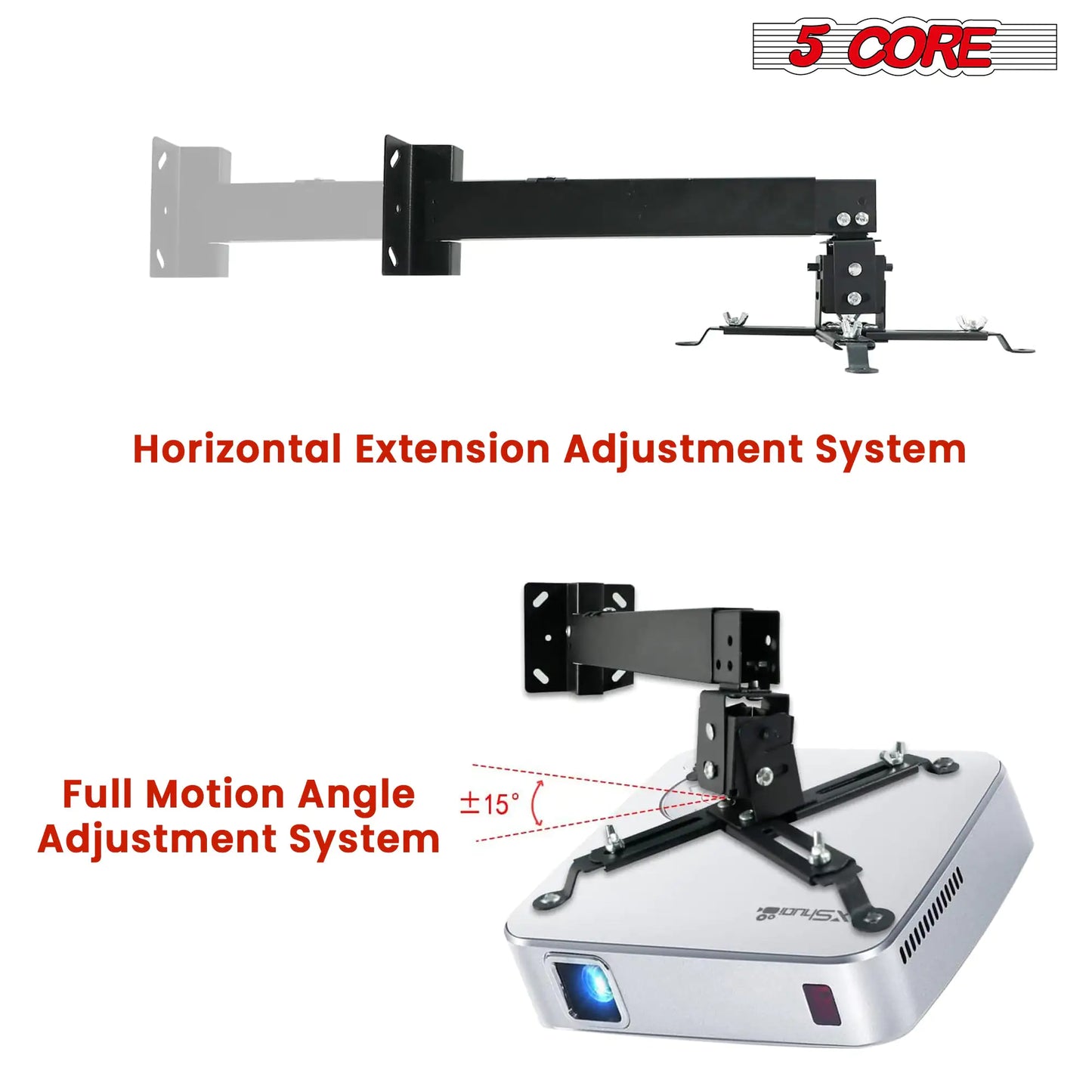 5Core Projector Mount Ceiling Wall Universal Holder Adjustable Low Profile Capacity 40lb